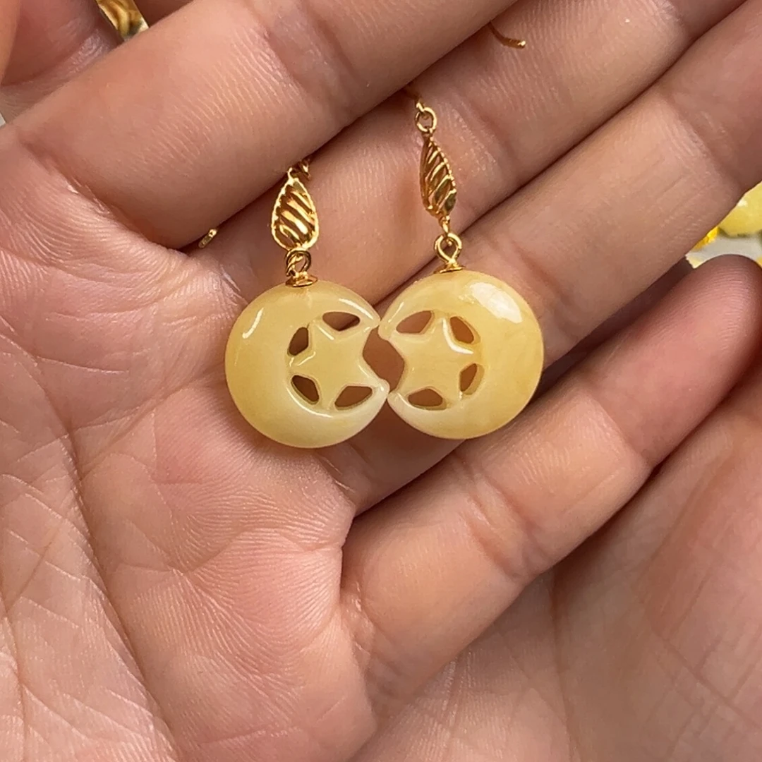 蜜蜡银S925镀金镶嵌裸石蜜蜡