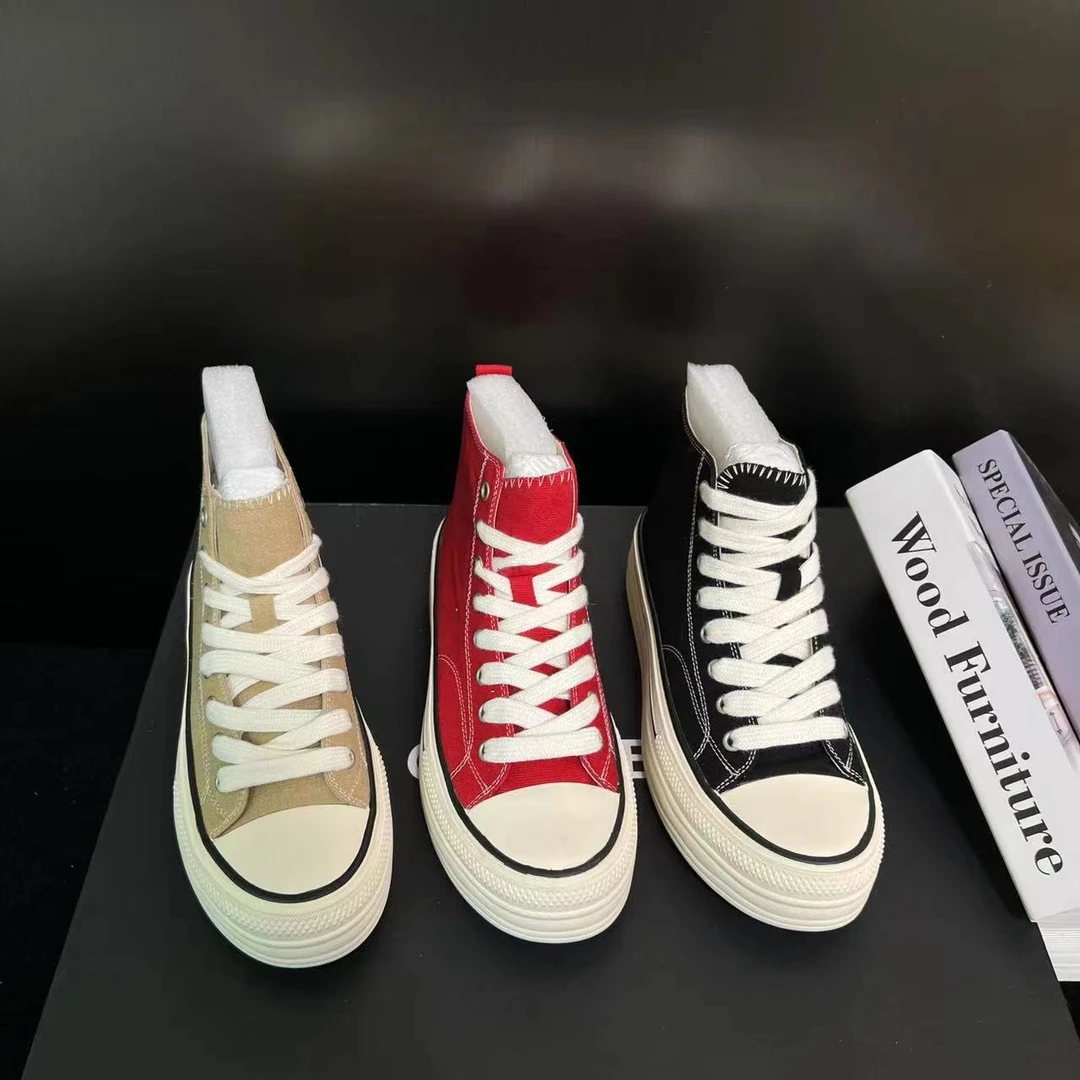 【人手一双】帆布高帮鞋女2025春夏新款复古百搭休闲板鞋880-337