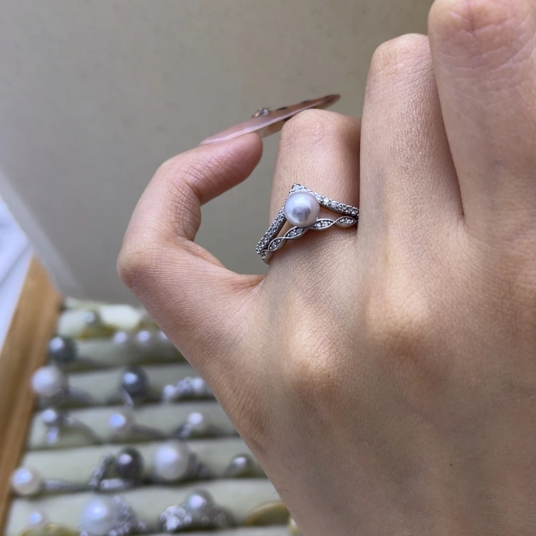 银S925镶嵌海水珍珠戒指