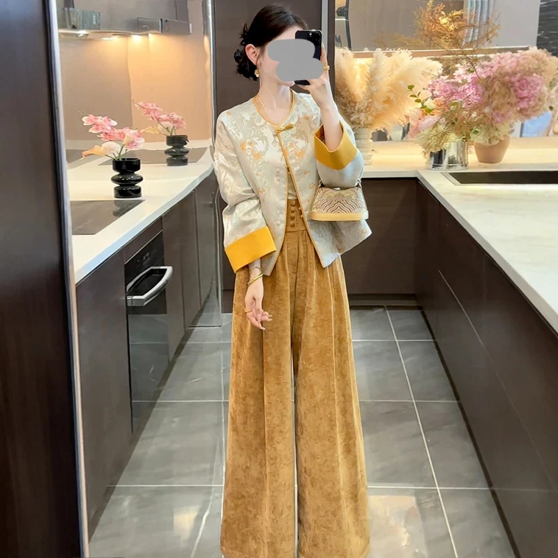 2025慵懒风秋季开衫外套衬衫时髦休闲裤女款新款时尚套装