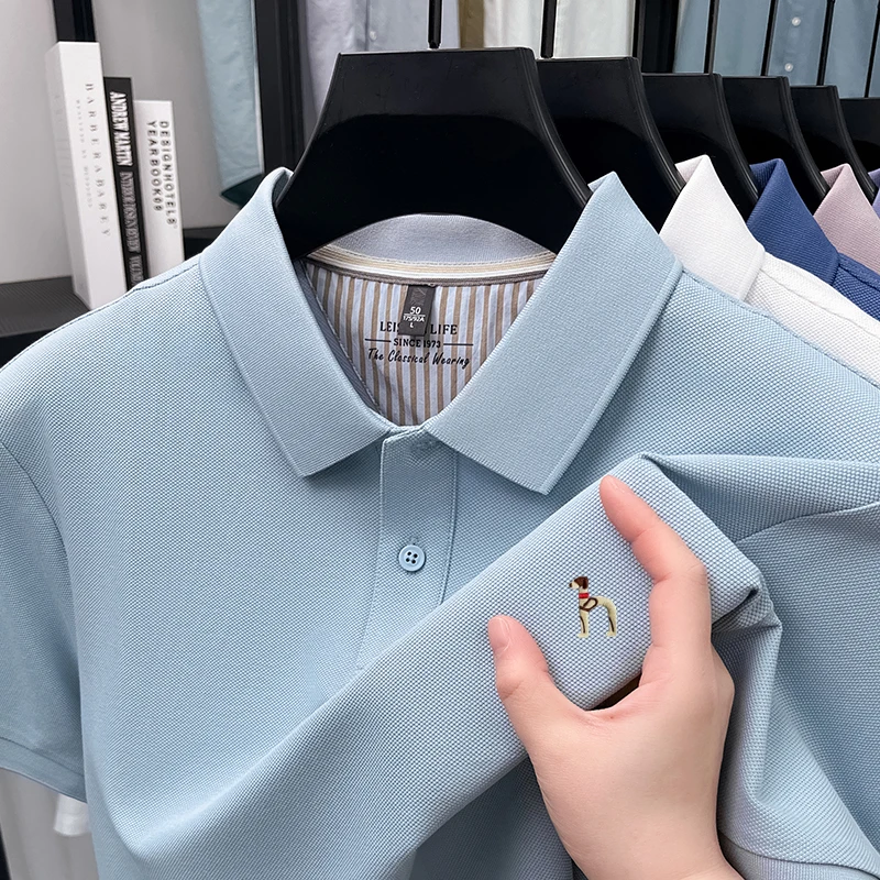 奥莱撤柜丨2025夏季翻领polo衫男短袖中年纯色t恤宽松休闲半袖衫