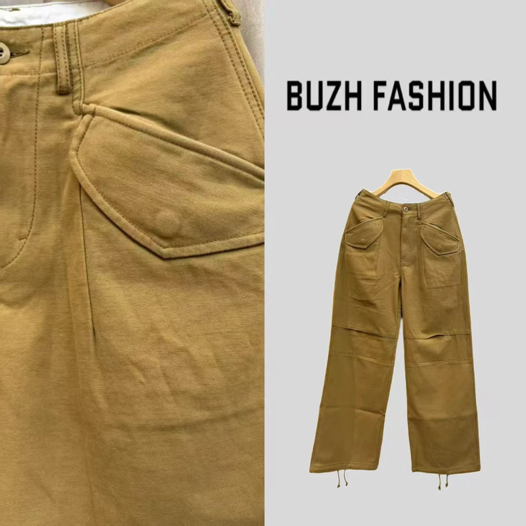 BUZH秋季新款潮品重工棉质裤腿抽绳直筒工装裤休闲裤