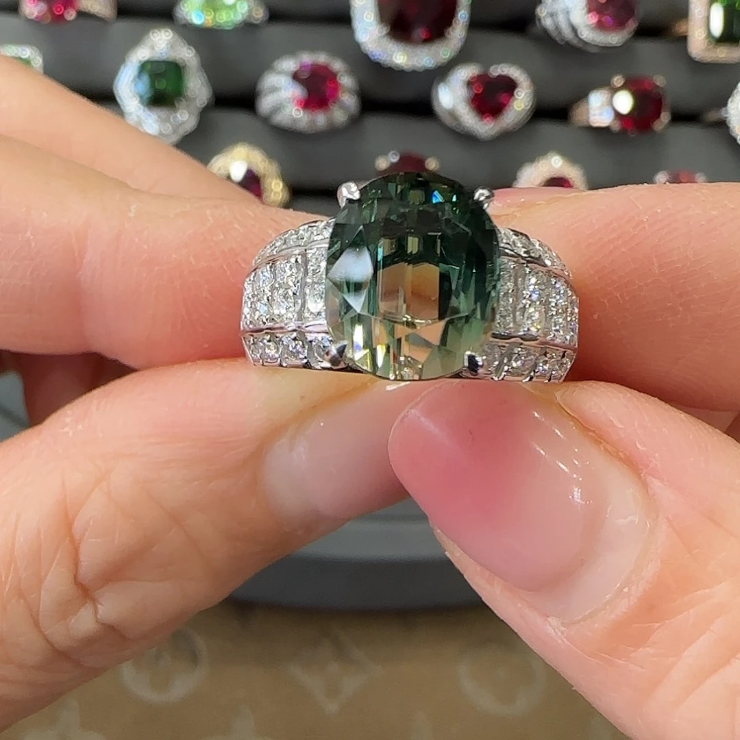 碧玺戒指18K金镶嵌6.69ct