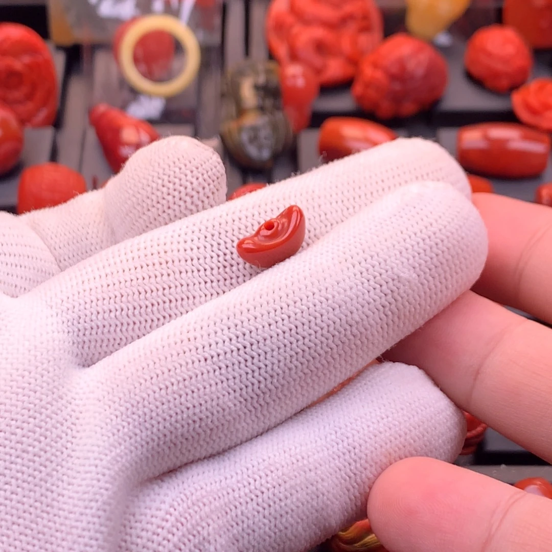 南红玛瑙未镶嵌原矿满色满肉元宝配饰7.3✖️12