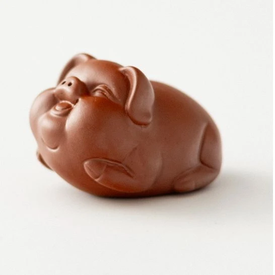 创意紫砂小猪茶宠摆件呆萌可爱可养茶香茶艺陶瓷小猪 -D831