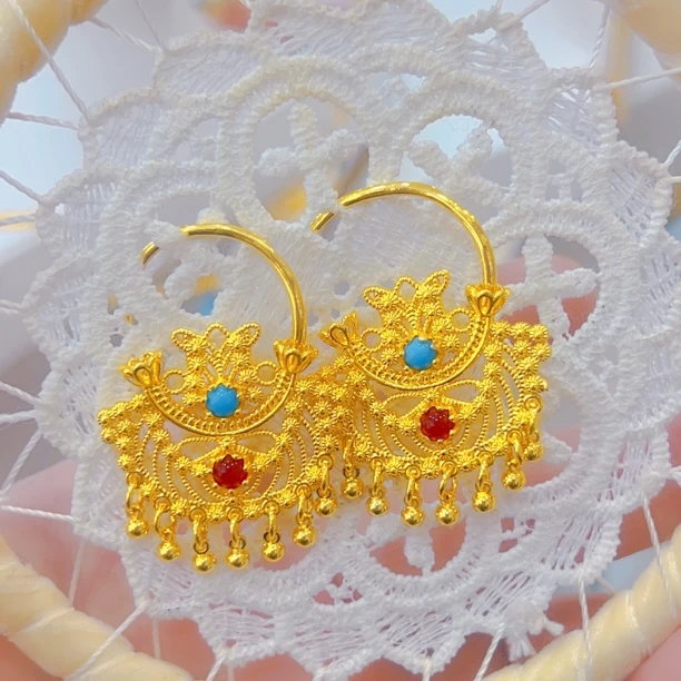 铜合金亚克力耳饰 铜合金亚民族风妈妈款时尚简约轻奢百搭耳环