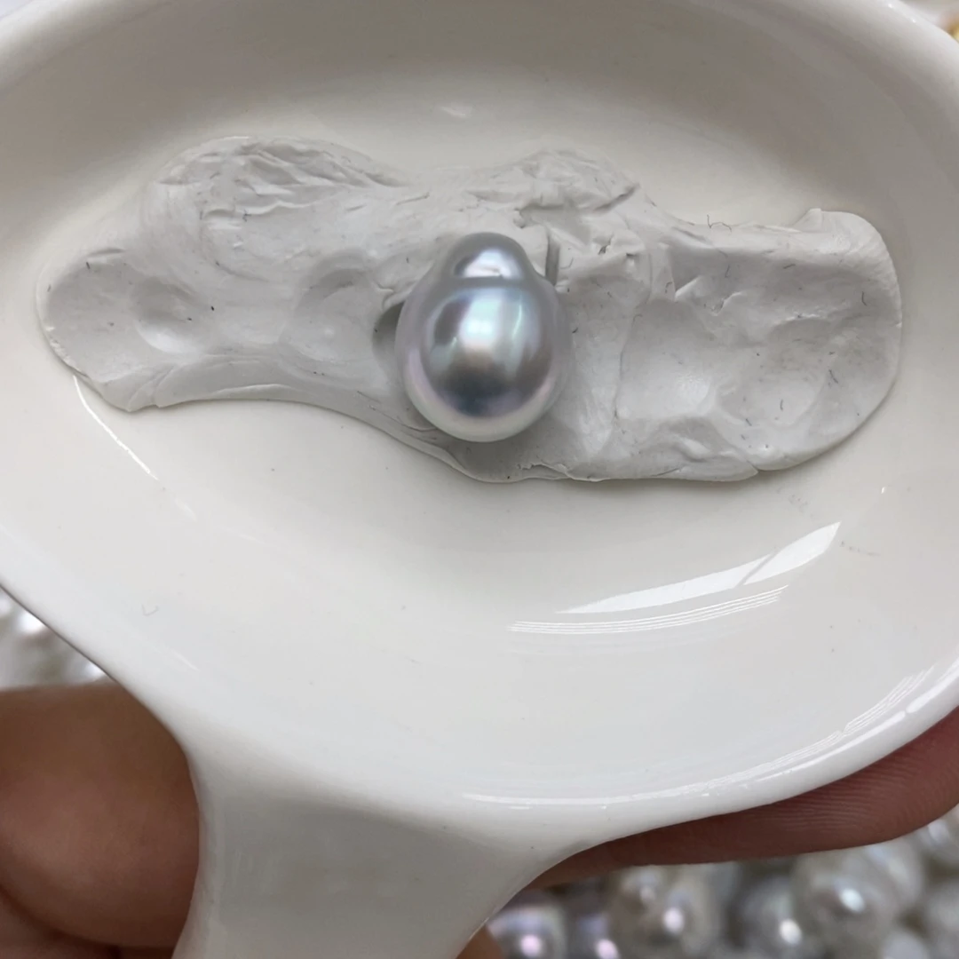 裸珠海水珍珠澳白银蓝炫紫单珠10.2干净无暇