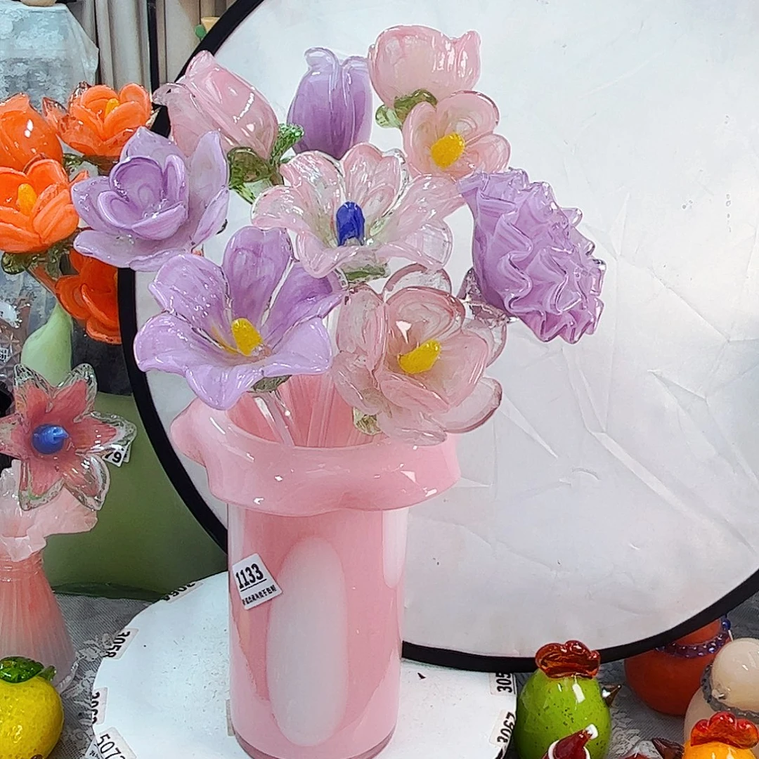 8朵花1瓶 福利家悦琉璃工艺品