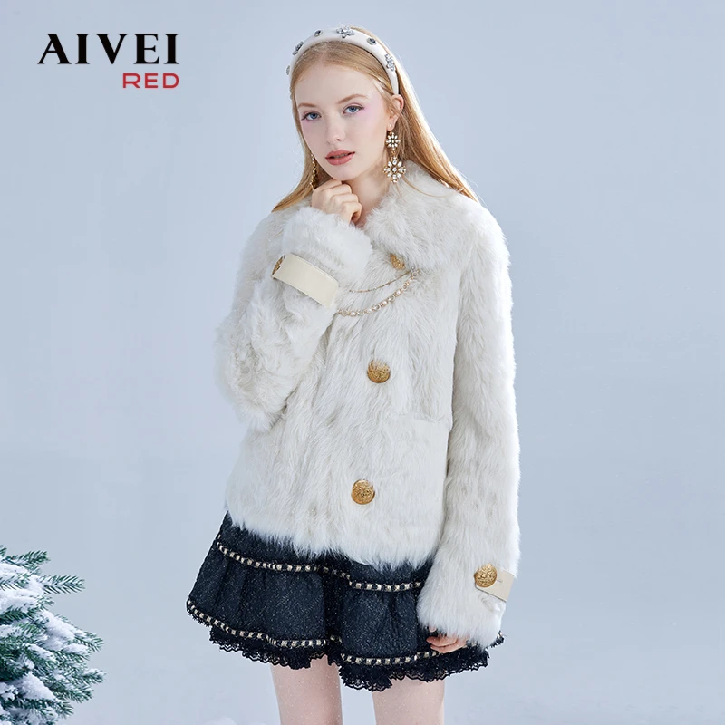 AIVEI艾薇冬季新韩版气质名媛毛呢外套P066S027