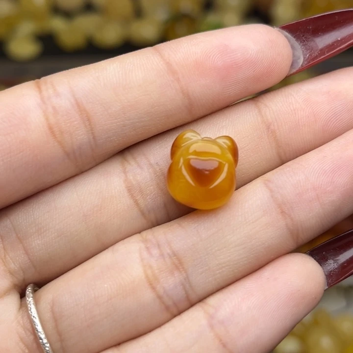 蜜蜡未镶嵌珠宝奇石蜜糖妖花熊头