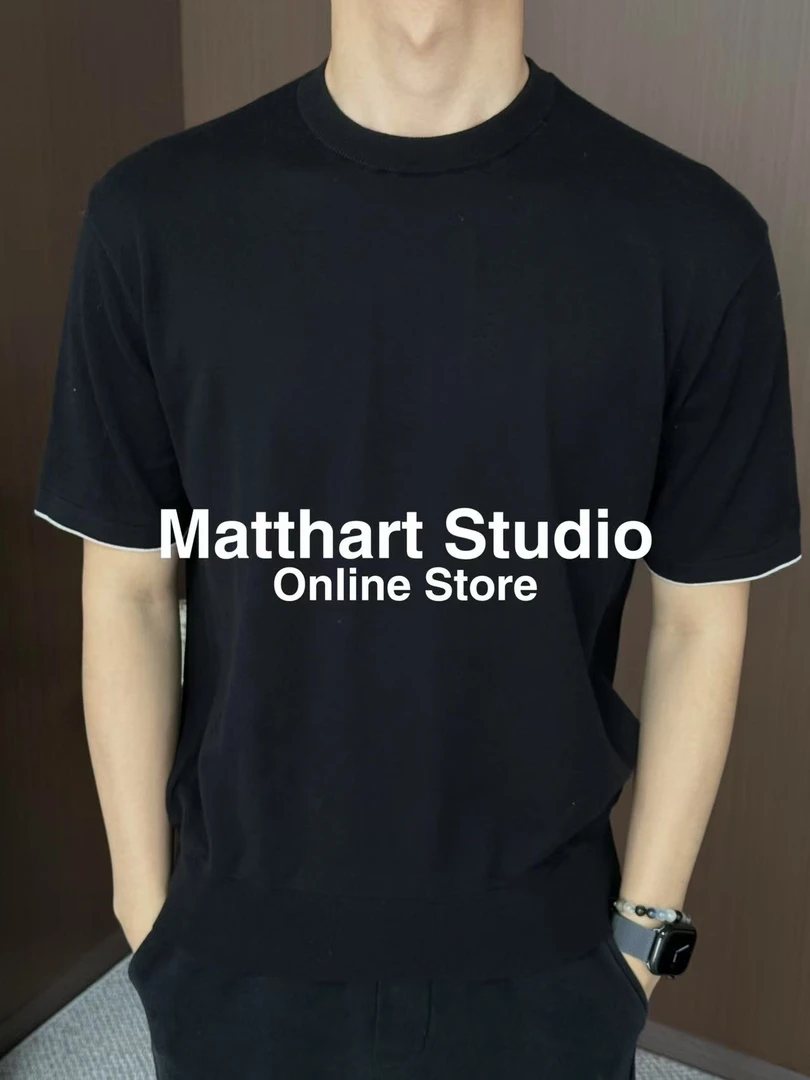 Matthart 夏季纯棉针织细纱线圆领短袖