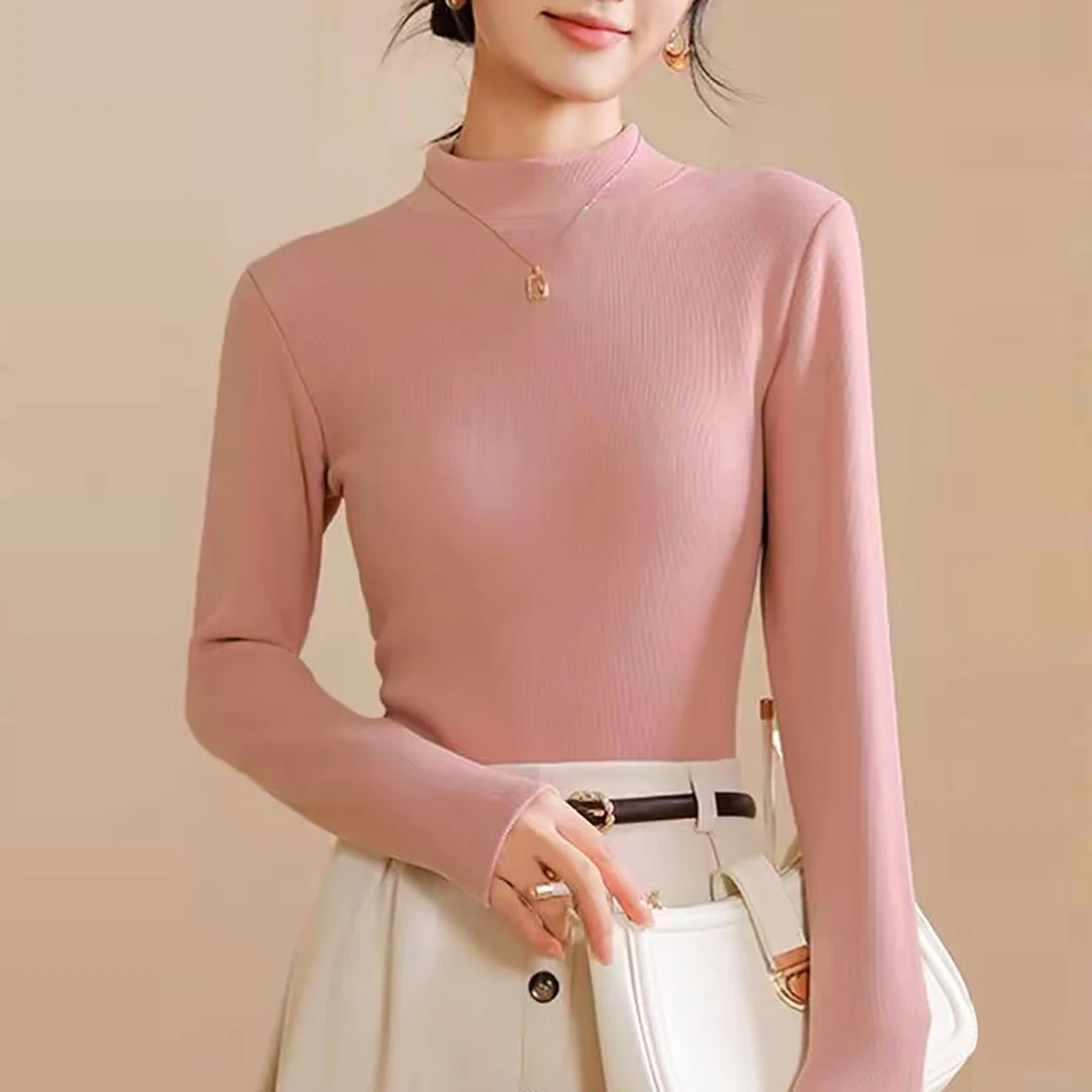 秋冬新品！女款立领加绒长袖亲肤舒适打底衫H428