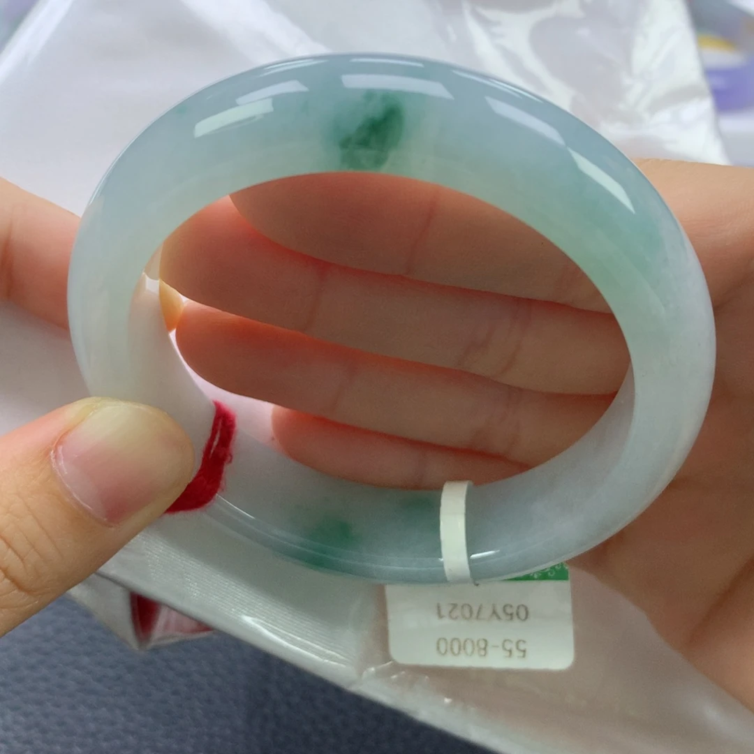 翡翠手镯未镶嵌缅甸天然翡翠A货55正