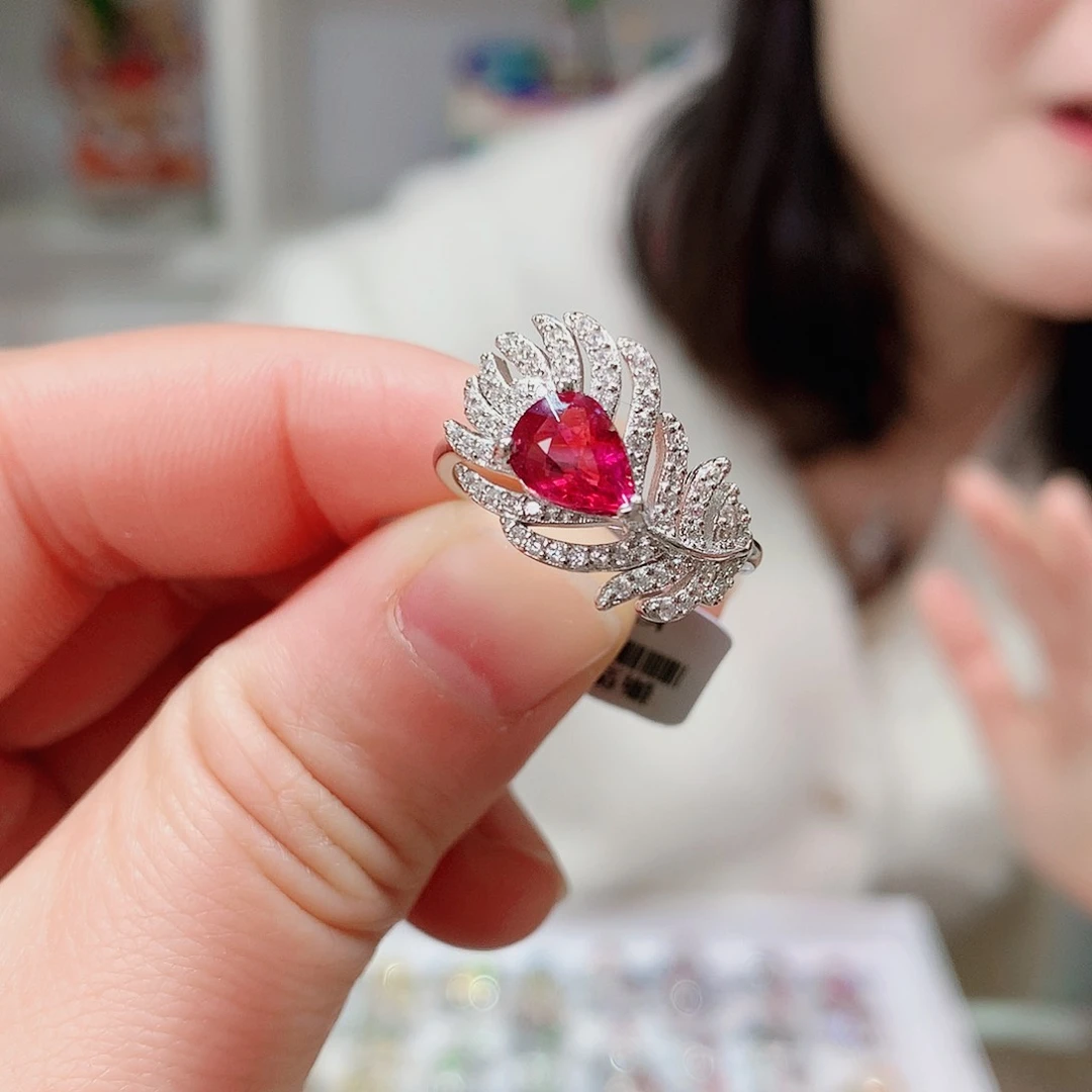 碧玺戒指银S925镶嵌戒指超美