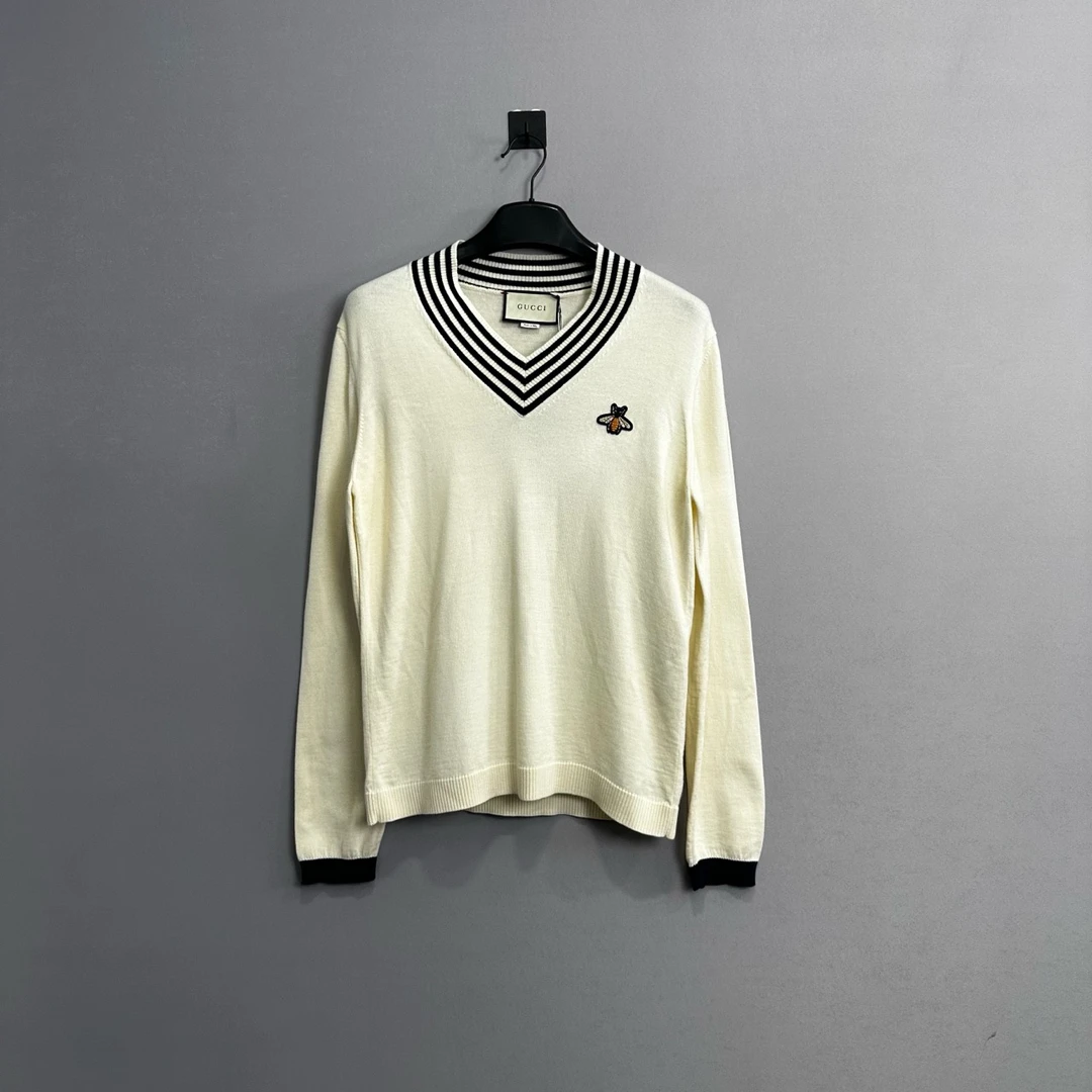 99新 GUCCI/古驰 蜜蜂V领毛衣/S码/98新/公价7100
