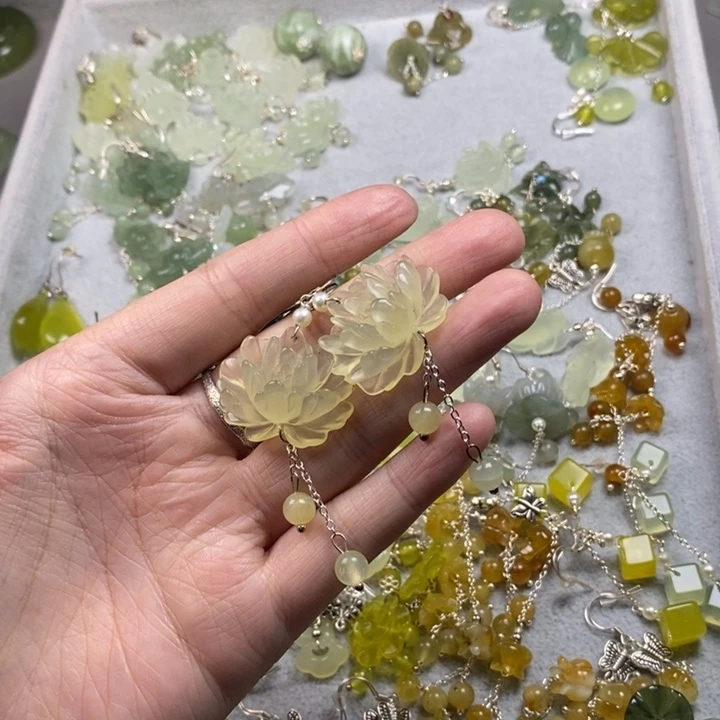 蛇纹石玉未镶嵌挂件耳饰耳环项链