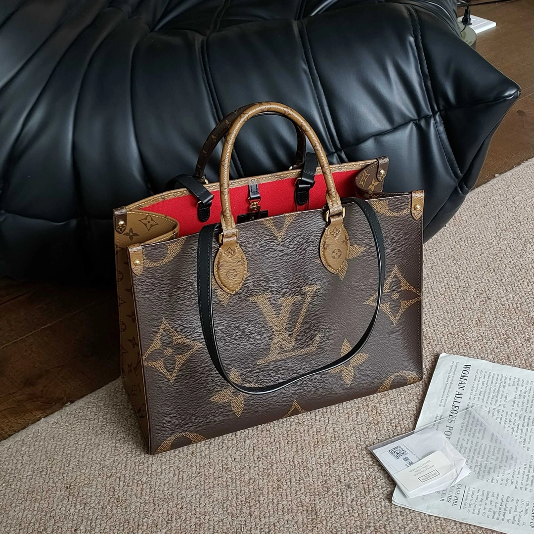 95新 LouisVuitton/路易威登 Azul-老花 onthego中号托特包/38304