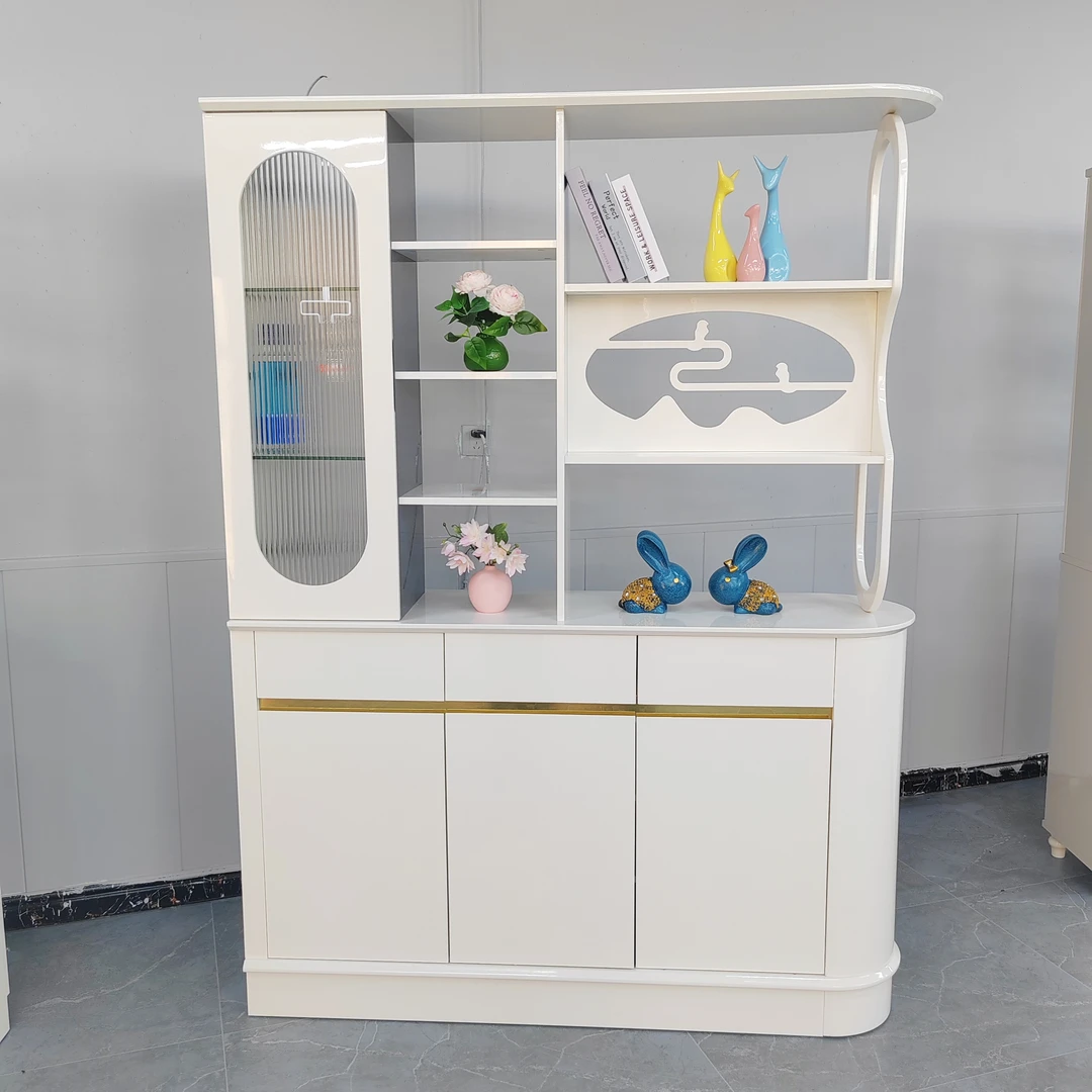 1米5  入户隔断柜玄关柜鞋柜屏风轻奢奶油白落地镂空