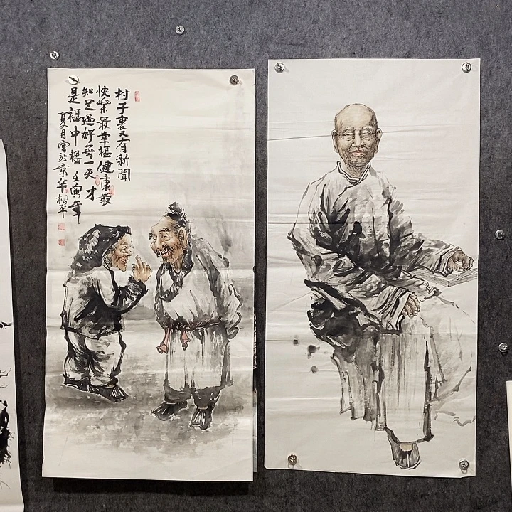 可***乐国画四尺整张2幅人物作品