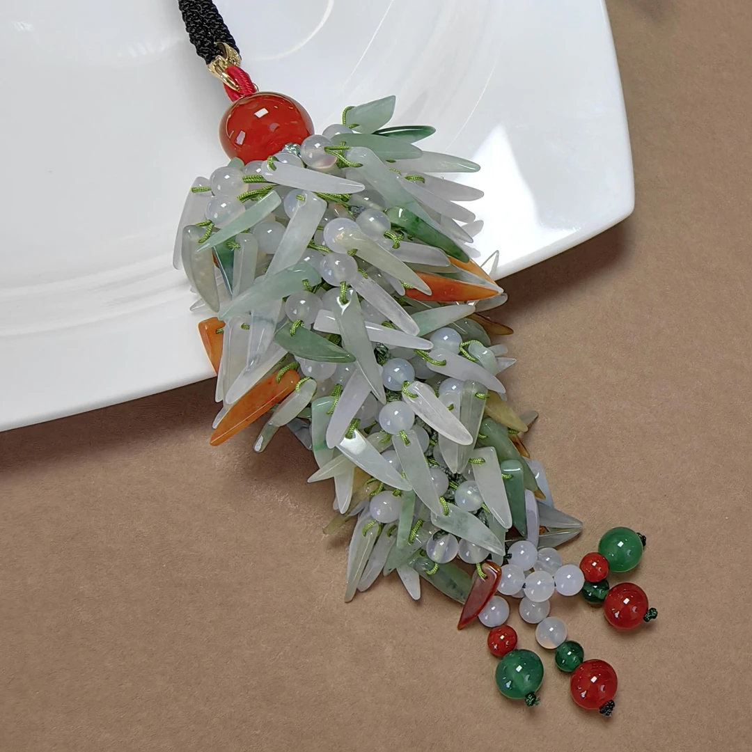 合金亚克力吊坠 红红火火辣椒车挂流苏挂饰