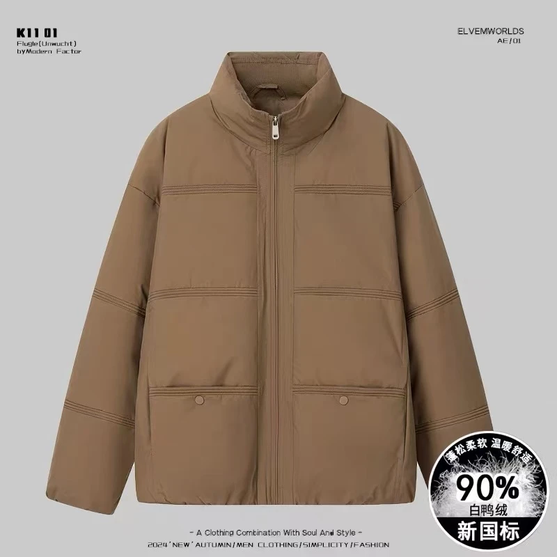AW【从绒过冬】90绒零压力结构纯色剪裁加厚面包羽绒服外套Z-6613
