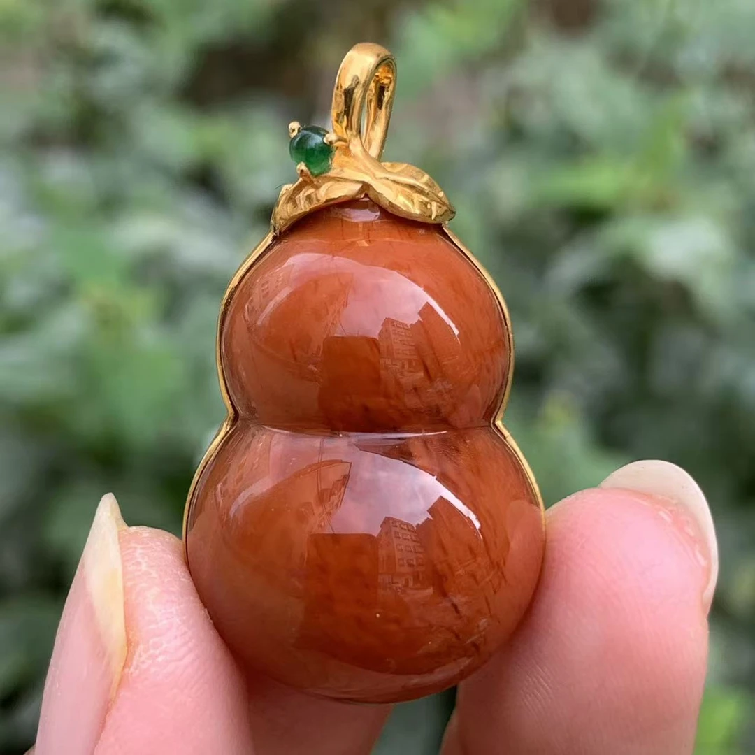 传承全品级 南红瓦西柿子红火焰葫芦吊坠 肉质饱满36.9*20.6*11.8