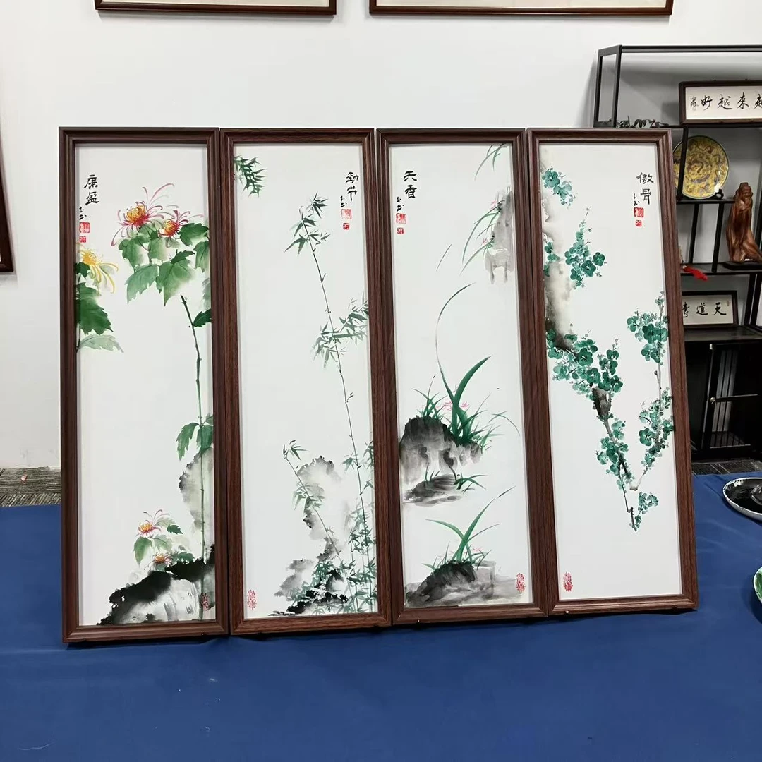 23*73///写意梅兰竹菊////张涛（带框）