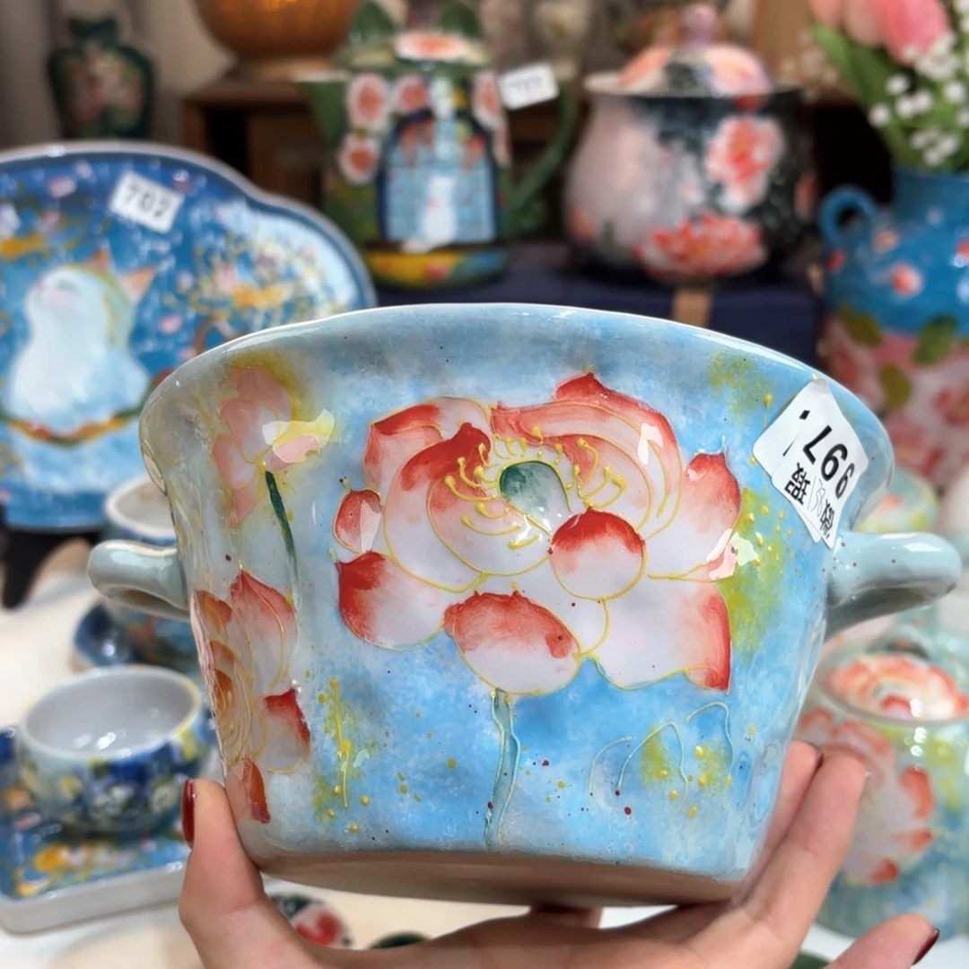 美***士景德镇手绘高温釉下彩陶瓷茶具
