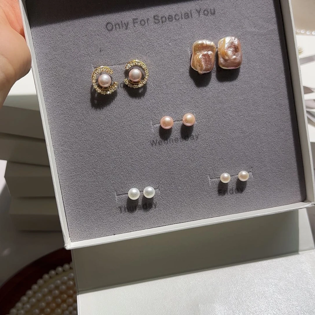 银S925镶嵌淡水珍珠耳饰