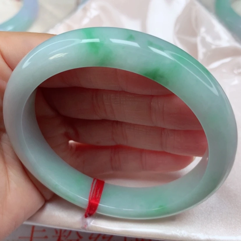 【闪购商品】翡翠手镯未镶嵌冰糯飘花手镯5960圈7号