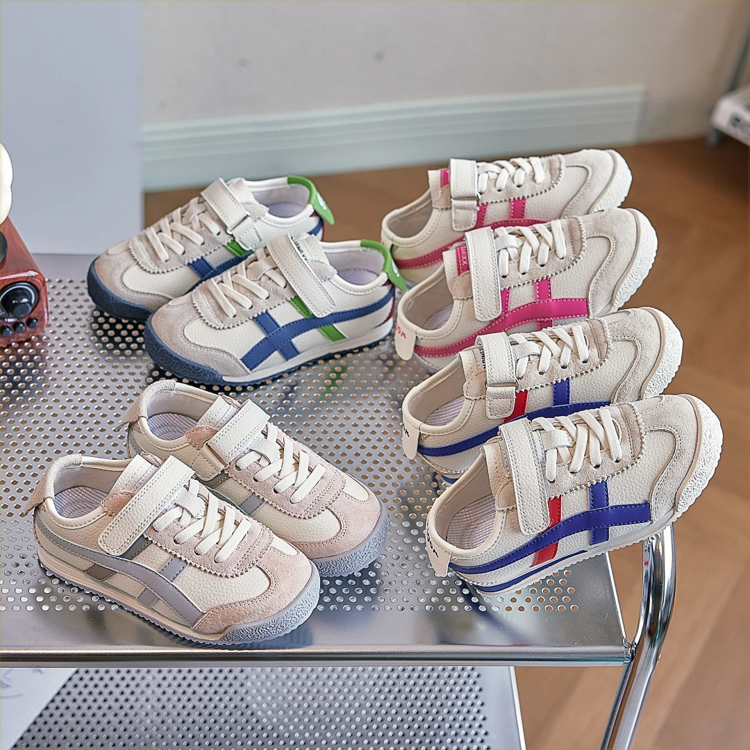 儿童运动鞋秋时尚新款女童运动鞋真皮透气软底防滑男童休闲鞋宝宝