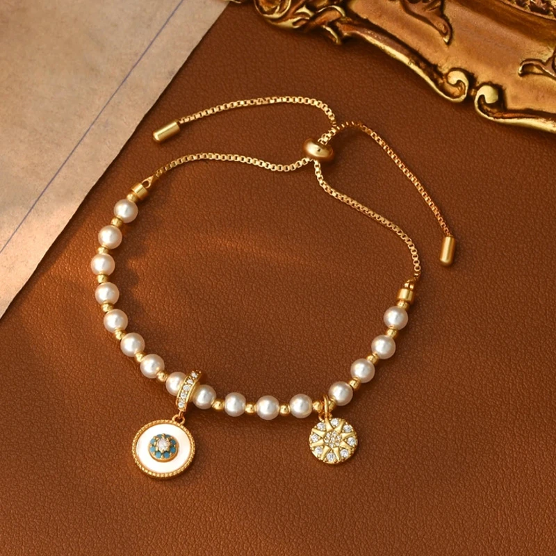 铜合金手链 铜合金镀K金抽拉式八芒星手链饰品轻奢小众高级感时尚