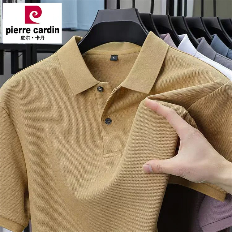 皮尔卡丹纯色短袖t恤男2025夏新款中年爸爸装半袖Polo衫T恤衫