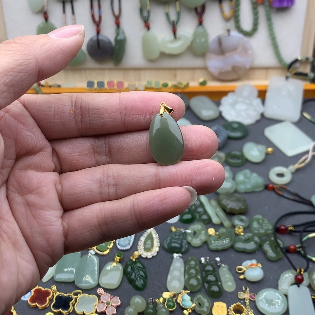 和田玉吊坠(不含链)银S925镶嵌