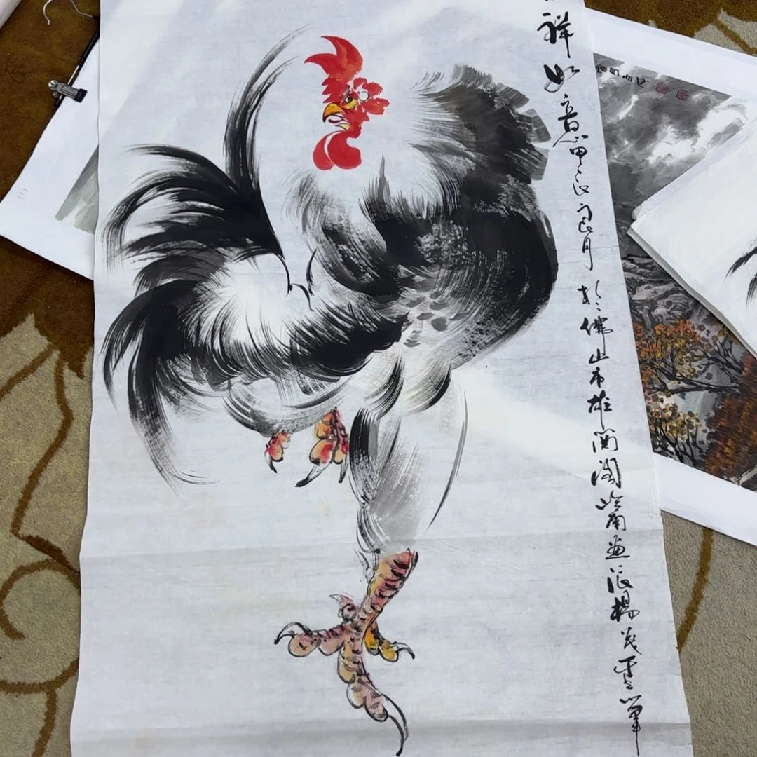 国画四尺花鸟作品童