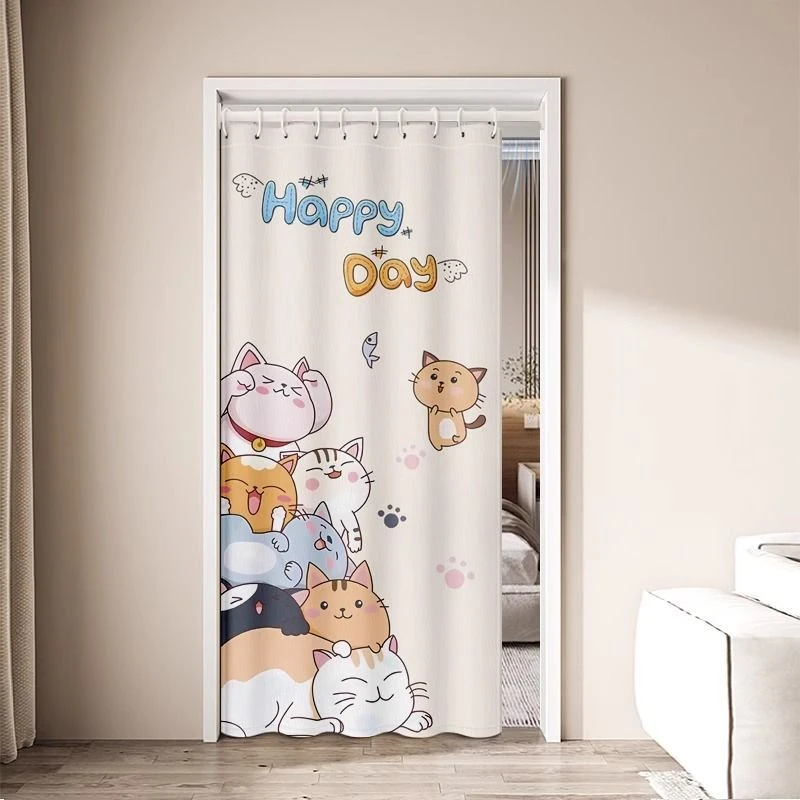 御锦年新款免打孔门帘隔断帘家用主卧房间隐私遮挡帘空调挡风帘子