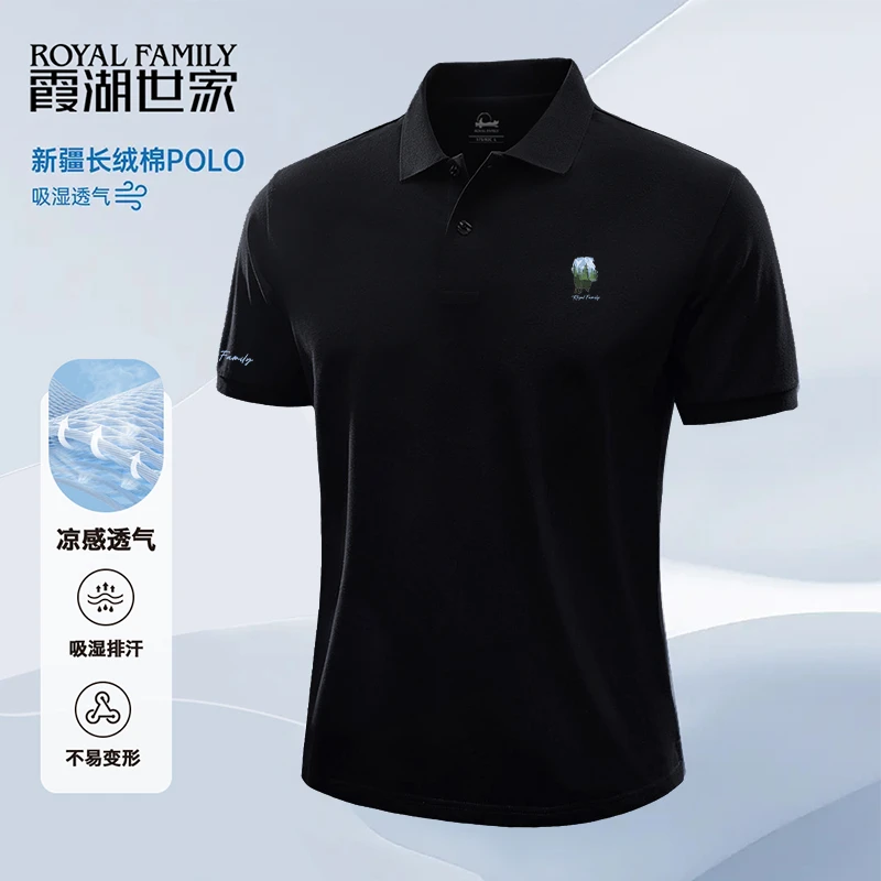 霞湖世家大码男装夏季新款Polo衫轻盈吸湿休闲潮流男士短袖XD2226
