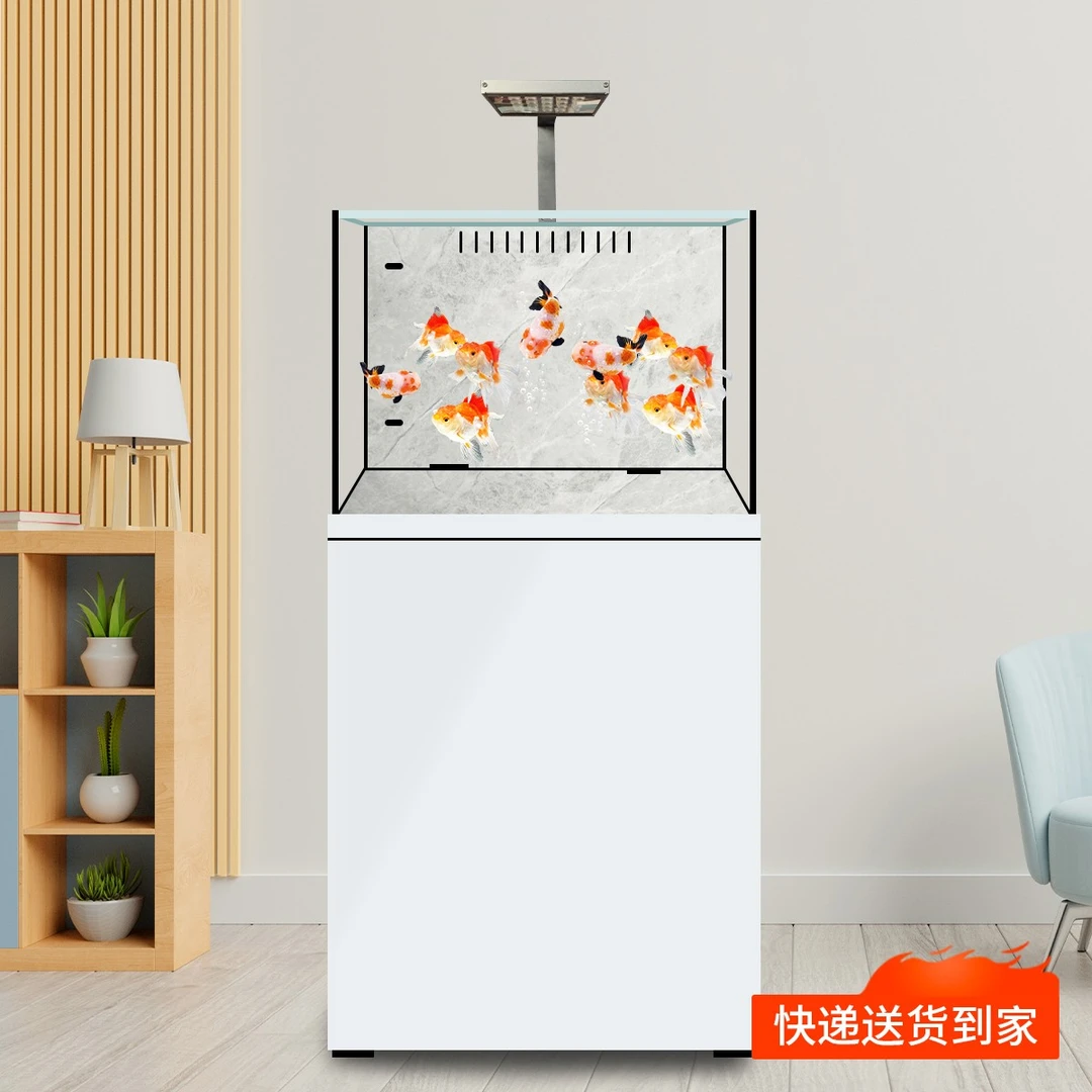 御品空间生态客厅小型超白玻璃岩板方缸水族箱落地家用