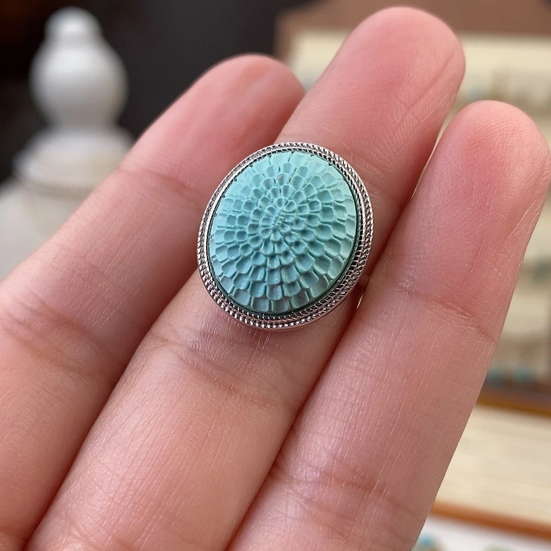 绿松石戒指银S925镶嵌