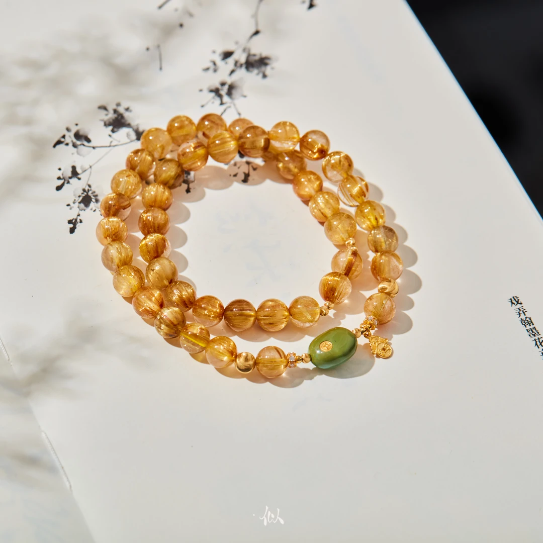 【盈富】·似梓珠宝· 18K金发晶双圈手链 SZCC2402389