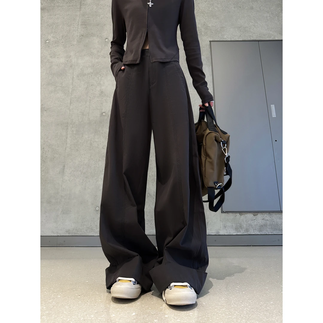 动感少女美式复古时尚直筒休闲裤女2025秋季新款显瘦阔腿工装裤子