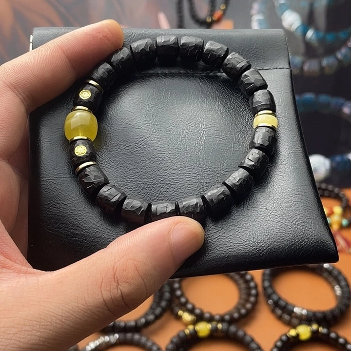人***色手串椰蒂9✖️9黑金刀纹双腊