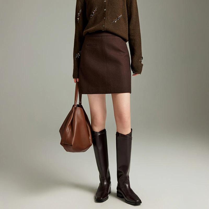 【粉丝专享】MOFAN摩凡秋新款咖色半身裙MDB586827