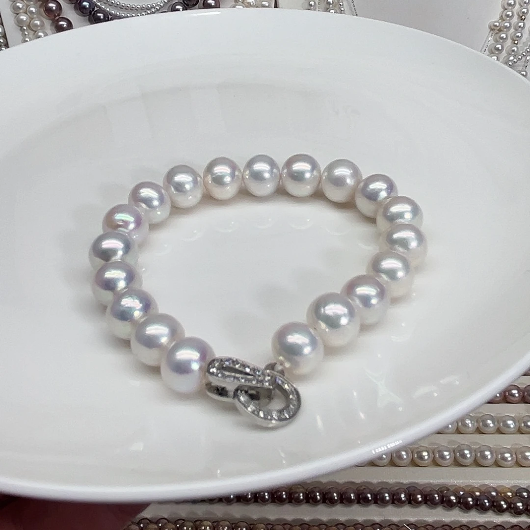 手串淡水珍珠合金9毫米近圆