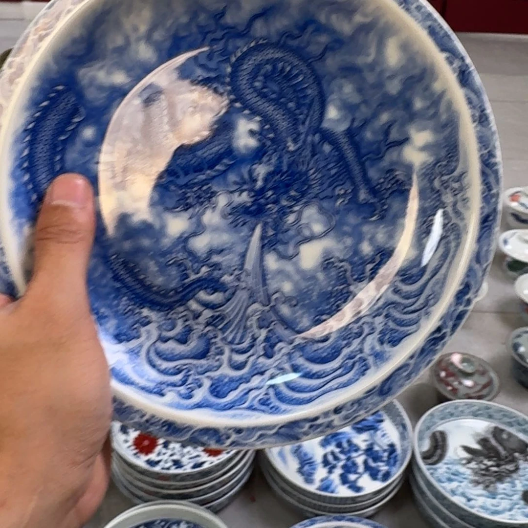 杯青花龙吸水大壶承