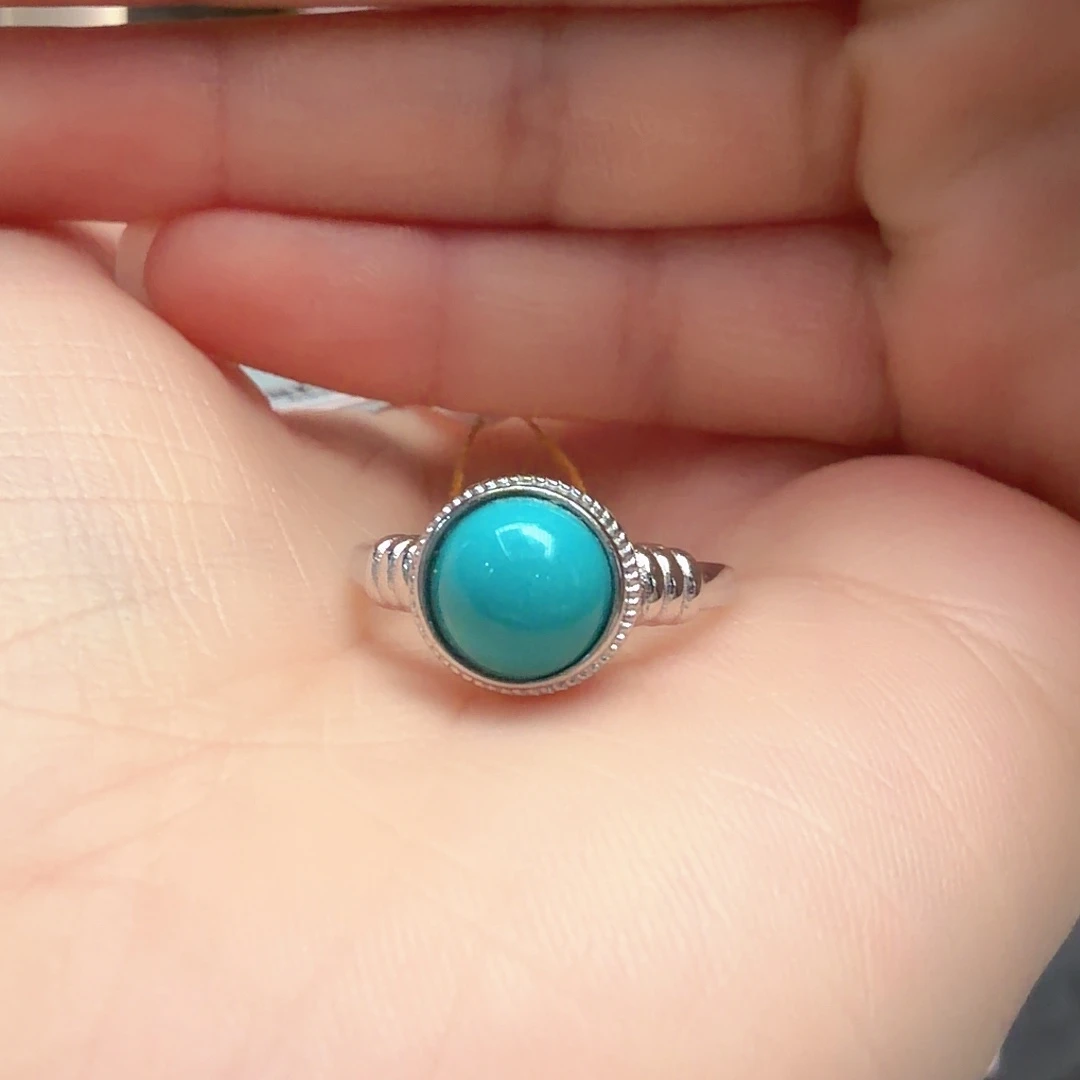 绿松石银S925镶嵌戒指