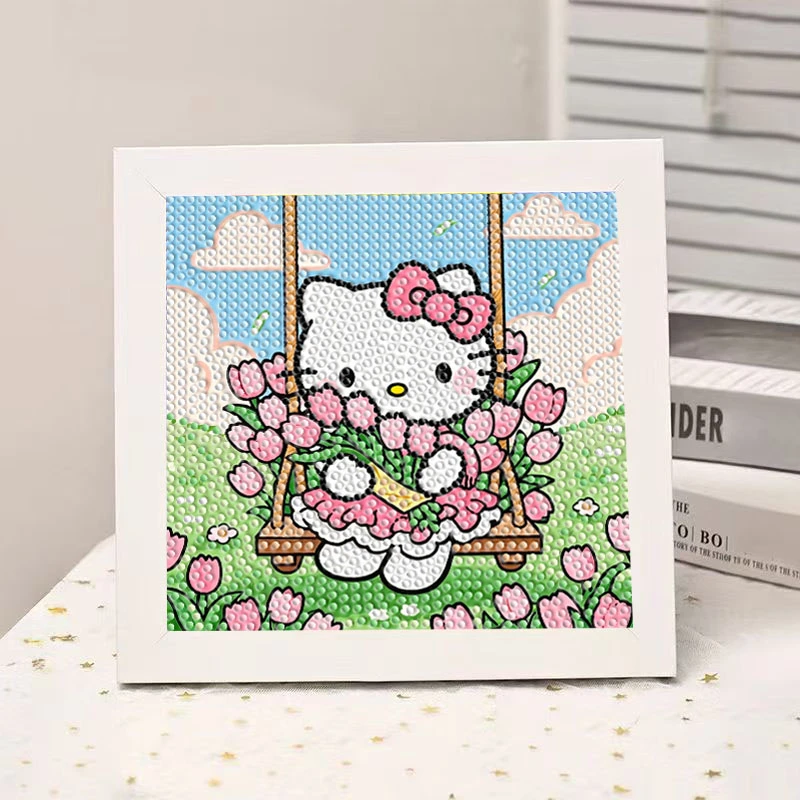 kt猫画手工DIY粘贴益智材料包生日礼物女孩钻石画玩具