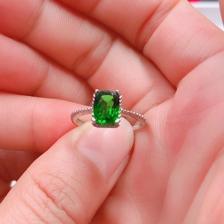 戒指透辉石银S925镶嵌6✖️8