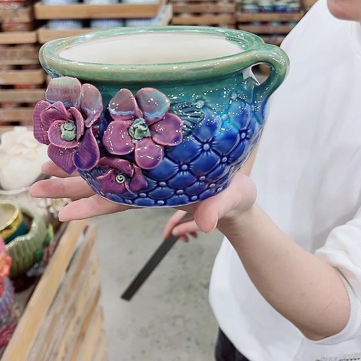 有孔，凑单福利满10元发货陶瓷多肉花盆！