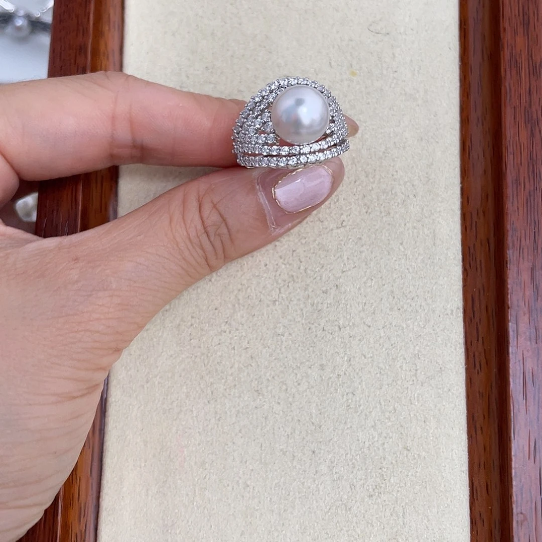 海水珍珠戒指银S925镶嵌